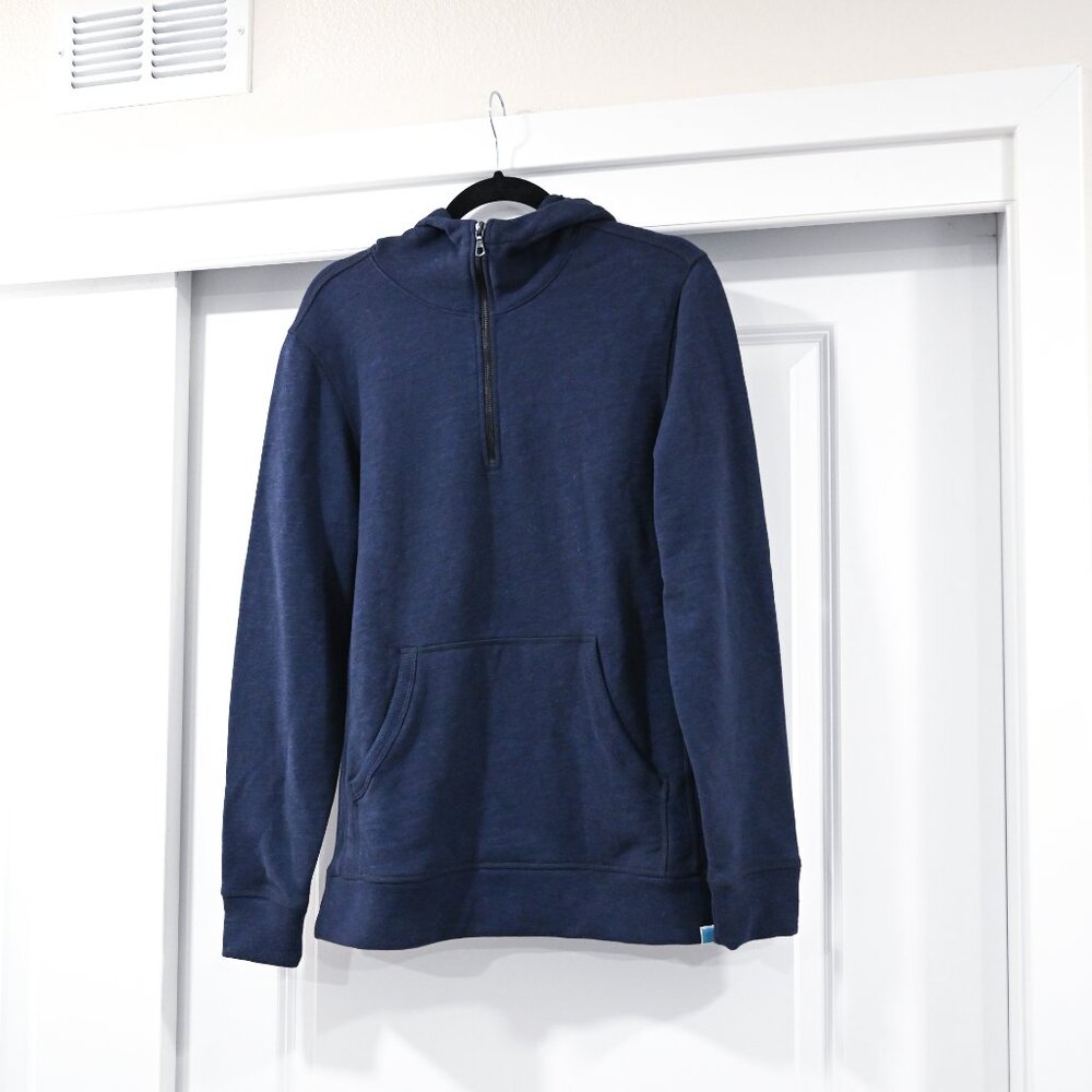 Jason Scott Small Quarter Zip Dark Blue Heather Hooded Pullover